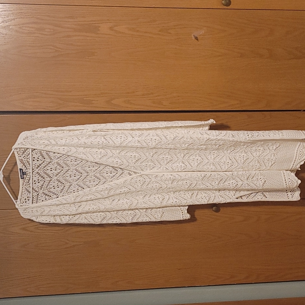 Long Crocheted Tunic Cardigan